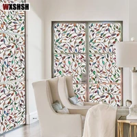 stained leaf window film electrostatic drop shipping heat proof privacy protection reusable removable home decor window covering