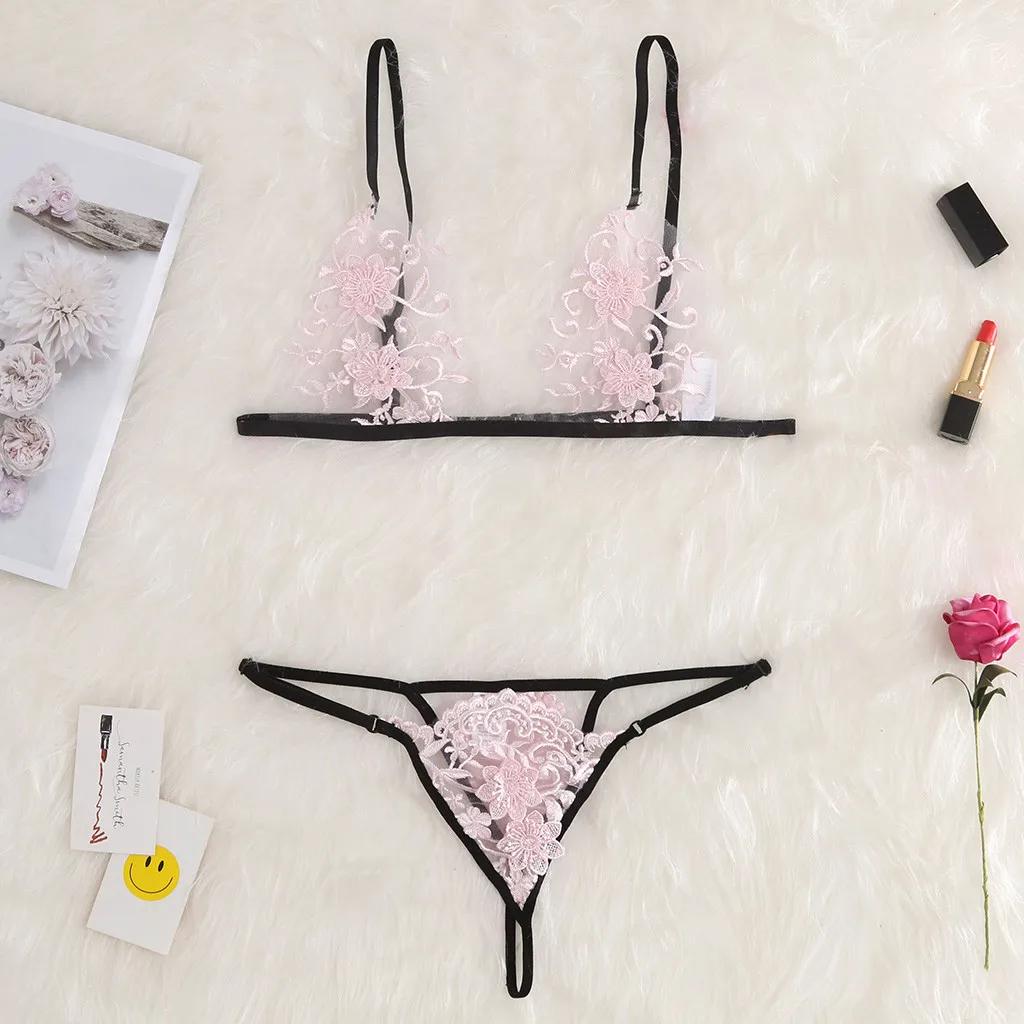 Нижнее белье комплект из двух предметов с вышивкой стильное новое женское