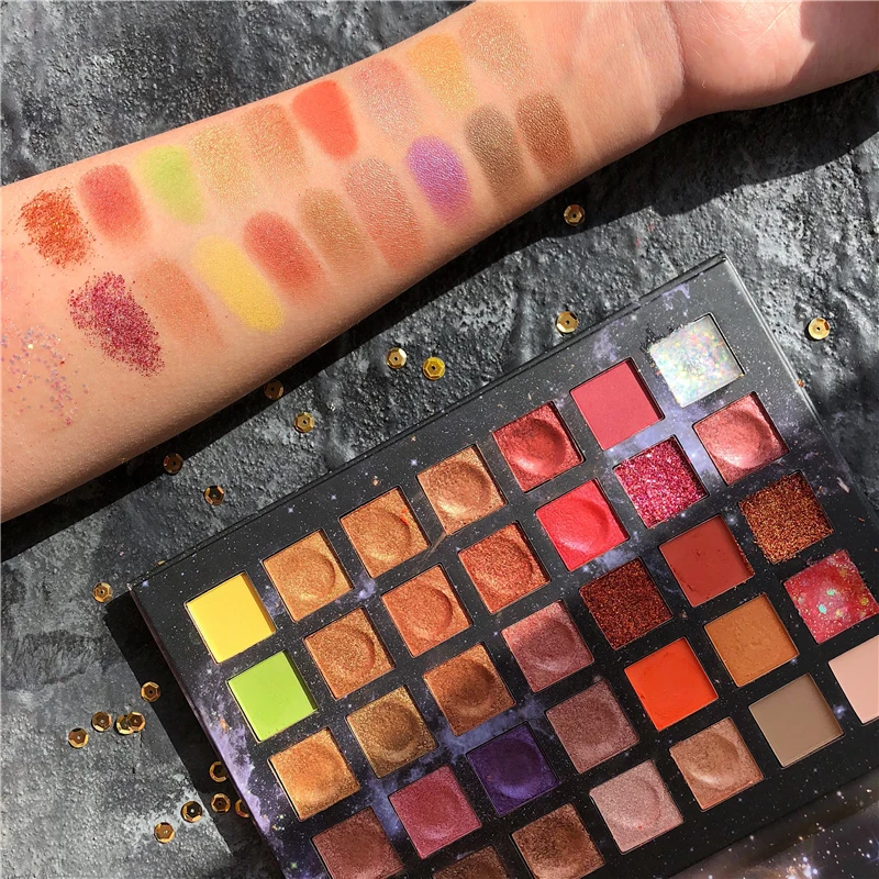 35 Color Diamond Holographic Eyeshadow Palette Shimmer Matte Creamy Metallic EyeShadow Pallete Glitter Pigmented Makeup Palette
