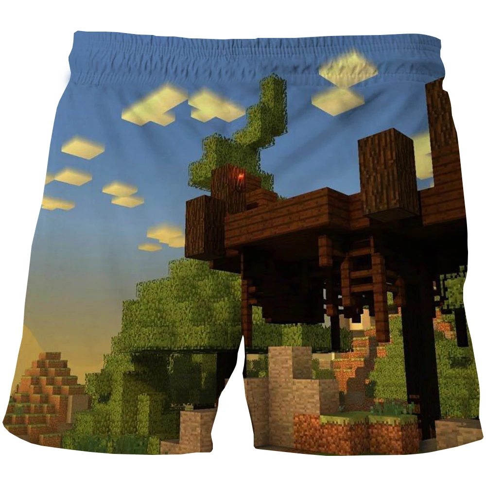

3D New Mine-World Short For Boys Children Print Kawaii Zombie Game Beach Swimming Trunks Summer Cartoon Girls Casual Pants