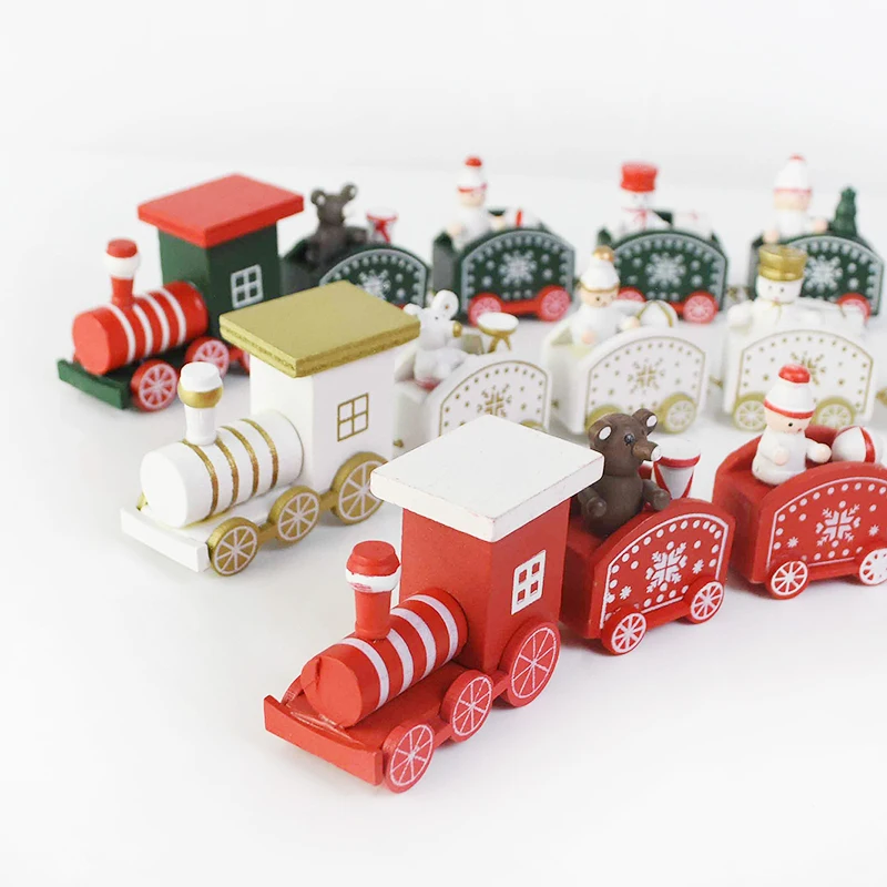

Wooden Christmas Train Toy Santa Claus Bear Xmas Train Set Kids Birthday Toys Gift 2021 New Year Christmas Party Table Ornaments