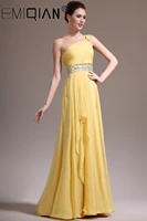 yellow beaded prom dress long one shoulder sexy floor length elegant party gowns vestidos cerimonia longos