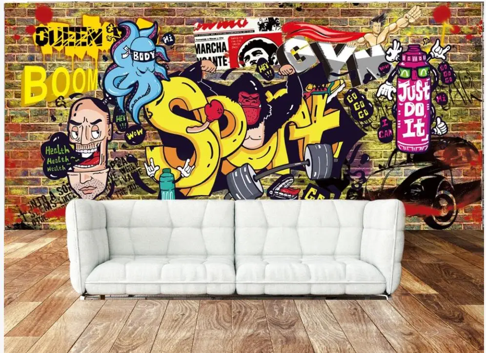 

Custom photo mural 3d wallpaper Retro nostalgic doodle gym living room home decor 3d wall murals wallpapers for walls 3 d