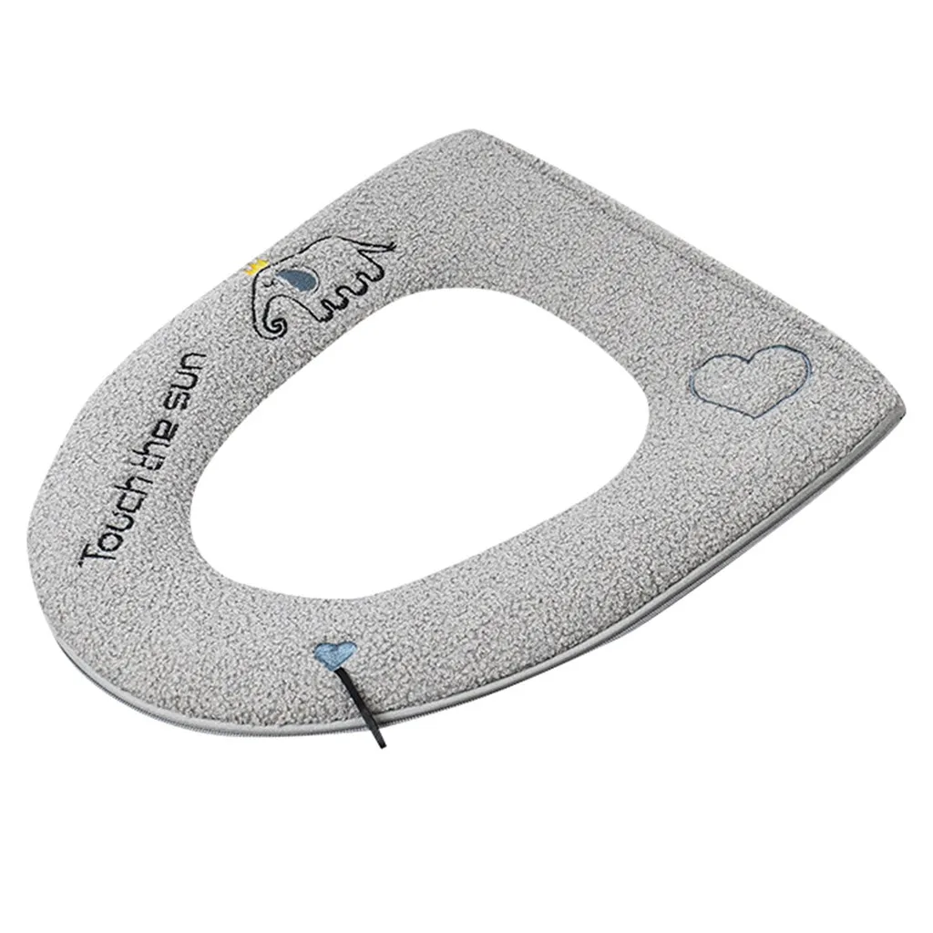 Домашняя плюшевая мягкая накладка на сиденье для унитаза чехол молнии с ручкой