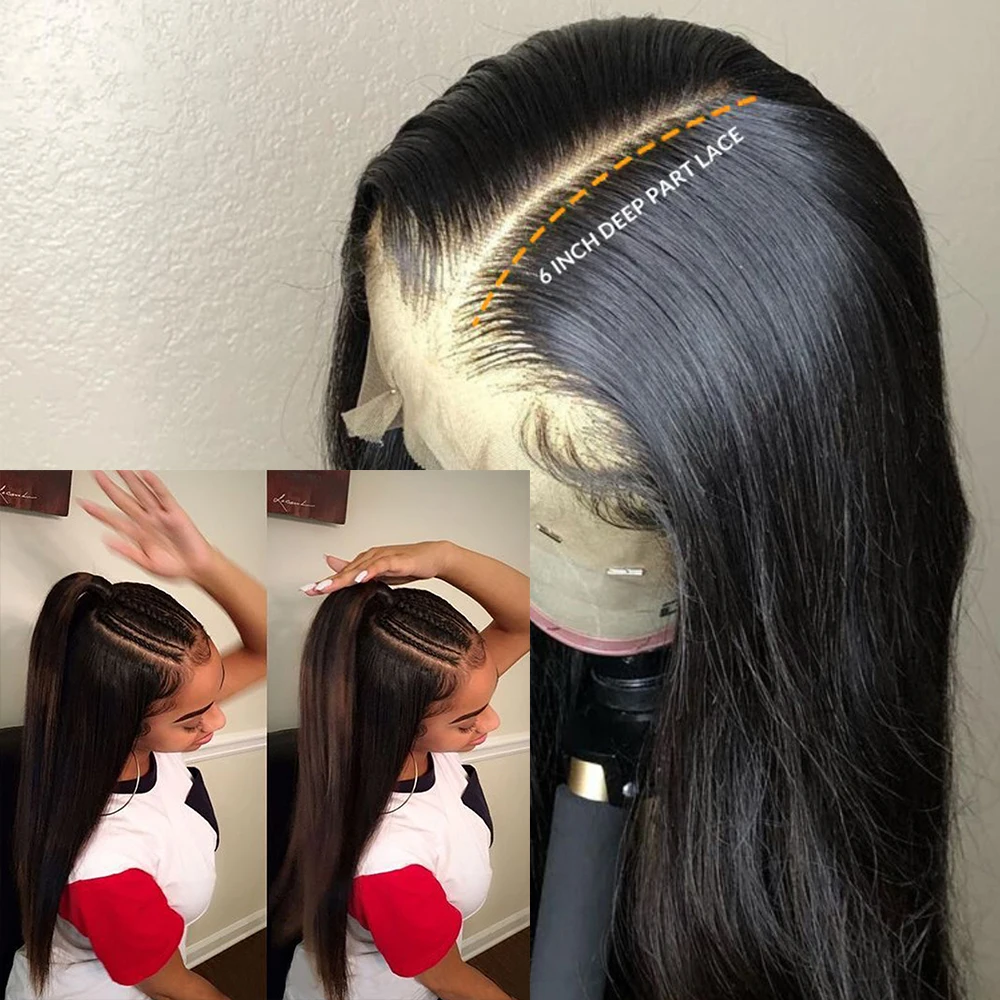 13x6 Deep part Lace Front Human Hair Wigs Straight Hair 150% Density Brazilian Remy Human Hair Pre-Plucked Hairline QT Hair