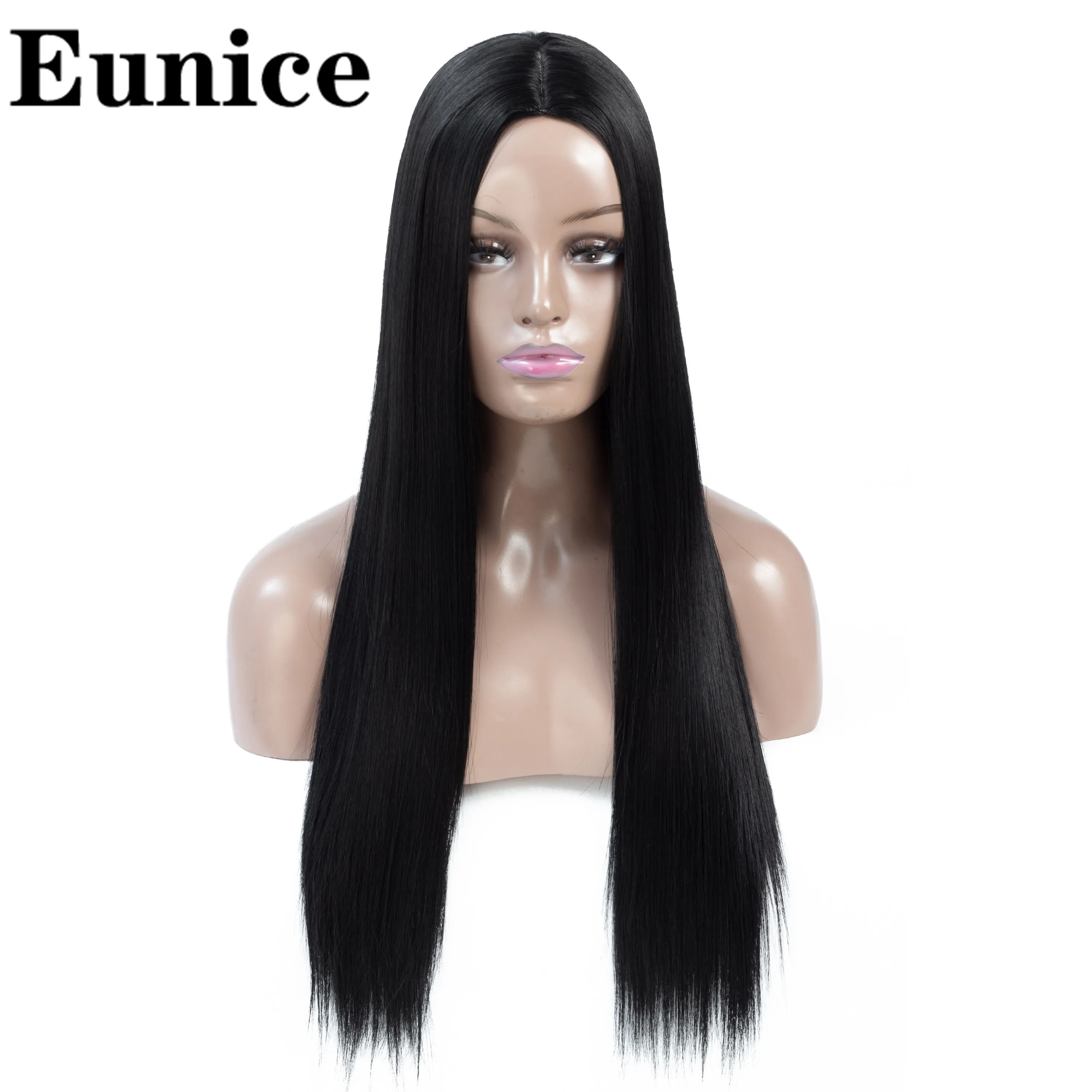 Парики женские прямые с темными корнями Синтетические длинные эффектом омбре