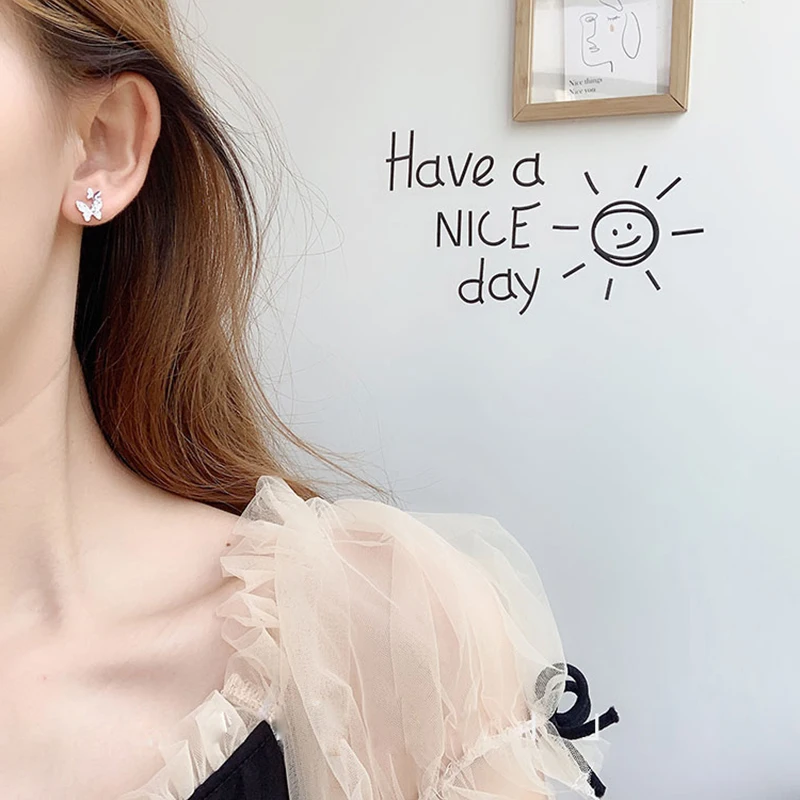 Милые серебряные серьги в виде бабочек из стерлингового серебра 925 пробы с