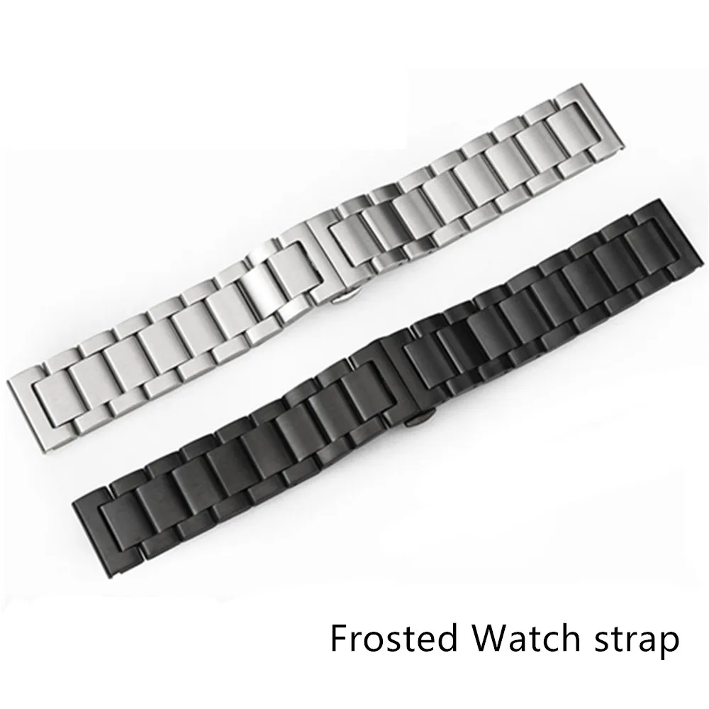 Watchstrap 18mm 20mm 22mm 24mm Black Metal Brushed Watch Bracelet Stainless Steel WatchBand Folding Buckle Watch Band Strap