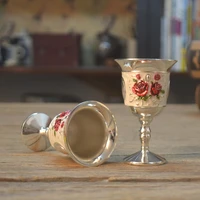 european pastoral exquisite metal 3d rose small wine glass creative spirit goblet household whiskey cocktail cup bar drinkware