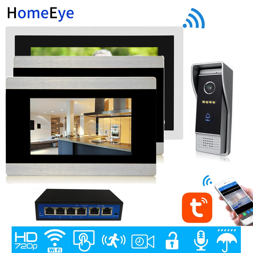 Wi-Fi видеодомофон с дистанционным управлением сенсорным экраном и поддержкой POE |