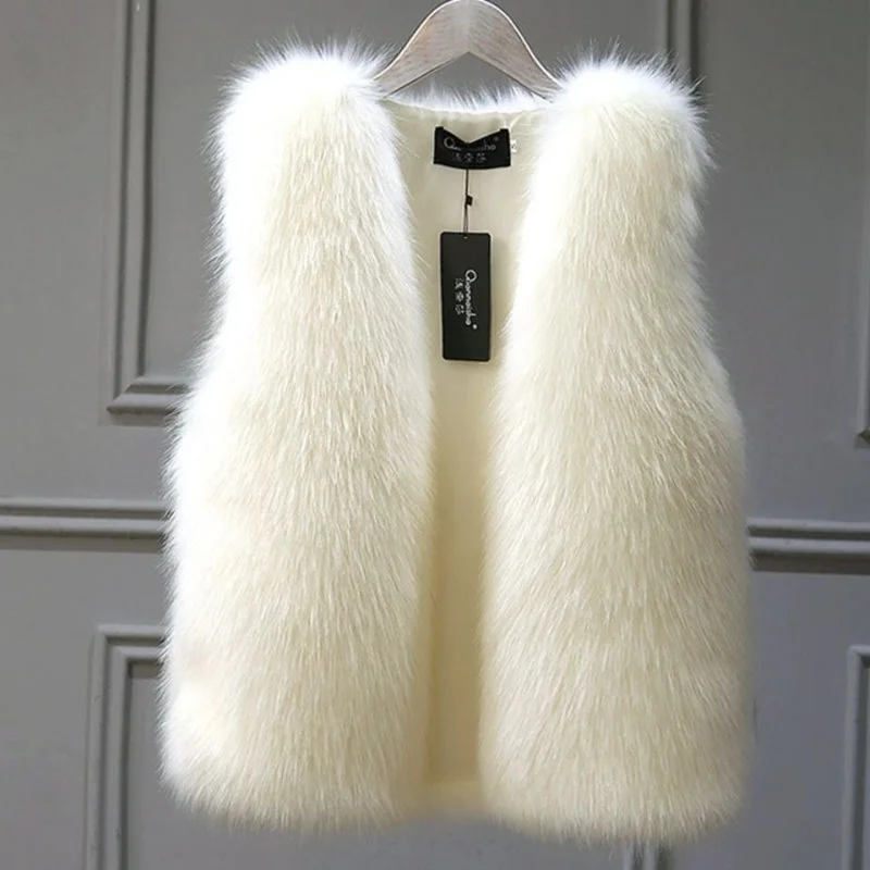 

High Quality Fur Vest Coat Luxury Faux Fox Warm Vests Women Coat Winter Fashion Furs Women's Coats Jacket Gilet Veste 4XL Y251