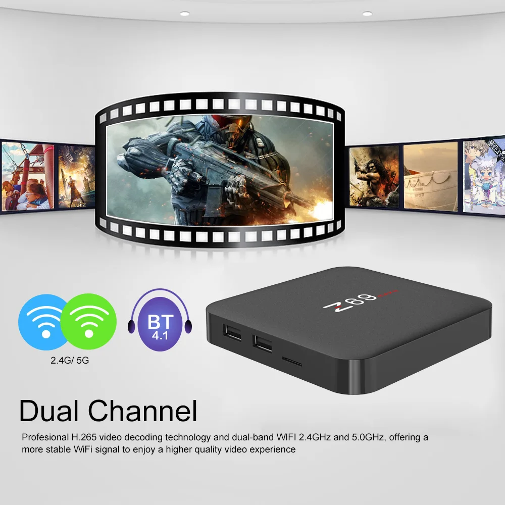 Z69 MAXII Smart Android 7.1.2 ТВ приставка Amlogic S912 Восьмиядерный 64 бит VP9 H.265 UHD 4K HDR 3 Гб/32 ГБ 2 4G & 5G