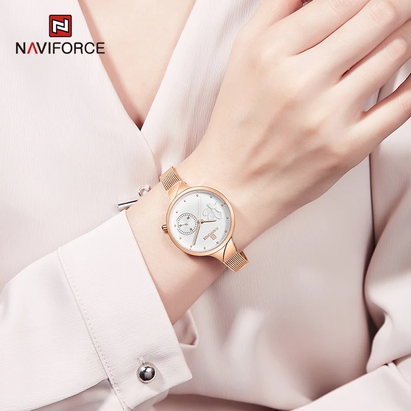 

New NAVIFORCE Top Brand Ladies Luxury Rose Gold Watch Women Golden Clock Female Waterproof Date Quartz Watches Relogio Feminino