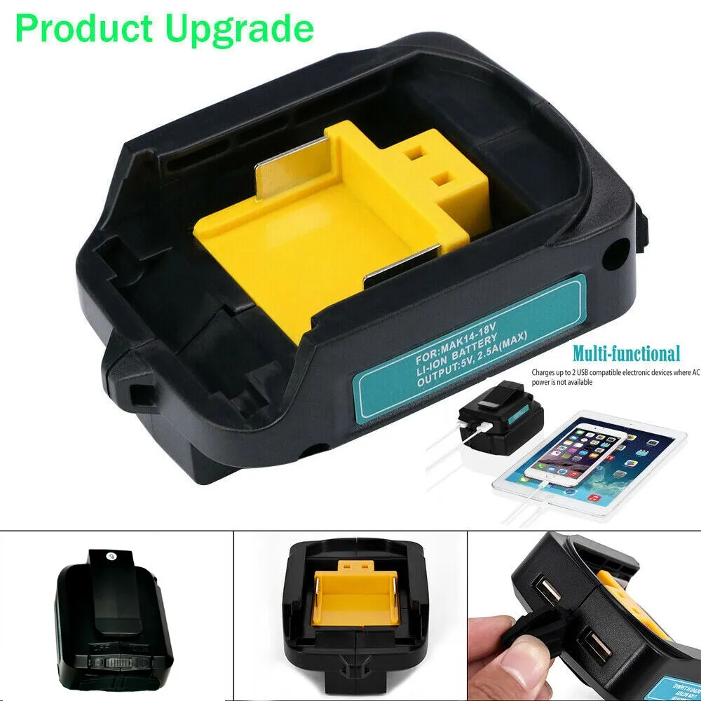 

Dual USB Charger Adapter Converter Power Source For Makitas 14-18V ADP05 18V BL1815 BL1830 BL1840 Battery With LED Work Light