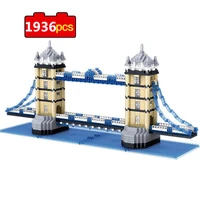 1936pcs world architecture london tower bridge building blocks 3d construction diy mini diamond blocks bricks toys for children
