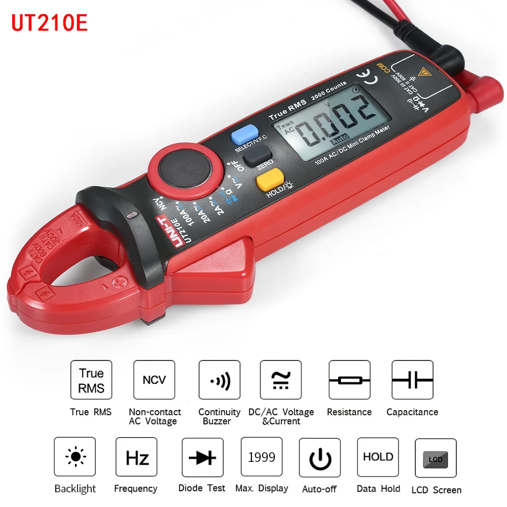 UT210B UT210D UT210E Токоизмерительные клещи амперометрический истинный RMS AC мини