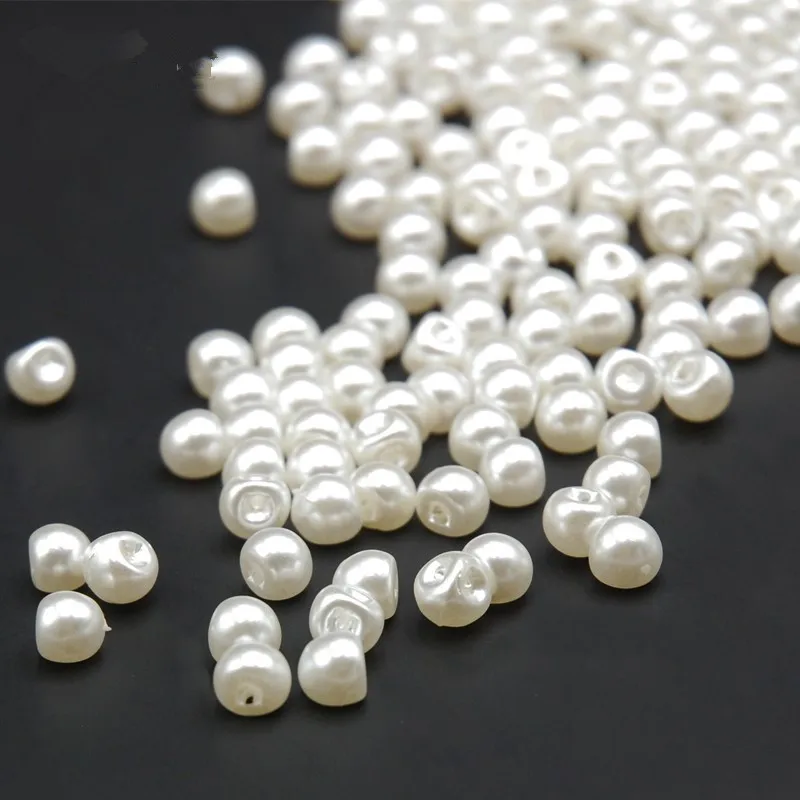 

6MM 200Pcs White Imitation Pearls Buttons Side Hole Plastic Clothing Collar Beads Material Decorative Accessories