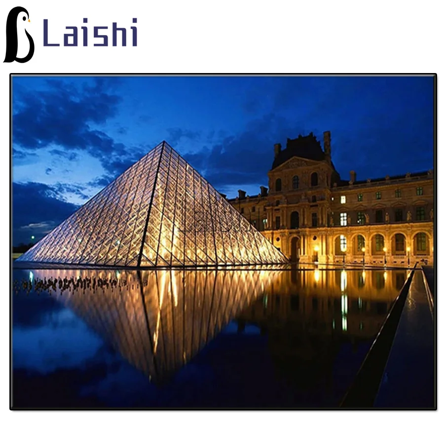 

Картина из страз "Лувр", пирамида ночного вида, 5d, "сделай сам", искусство, полная выкладка, квадратная Мозаика из страз, алмазная живопись, выш...