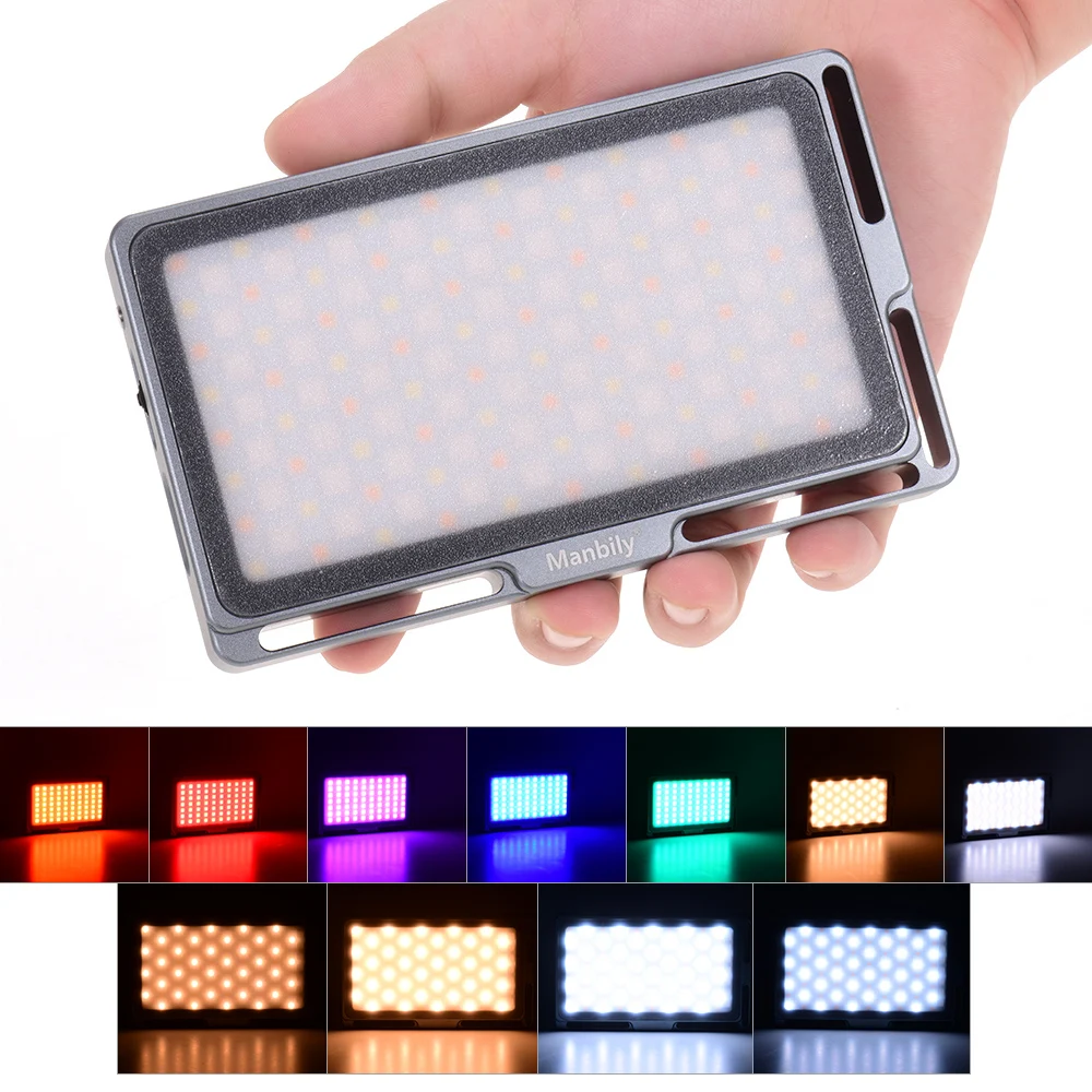 

Портативная Светодиодная панель Manbily RGB для видеосъемки с регулируемой яркостью 2500K-8500K, карманная мини-камера, заполнясветильник со встроен...