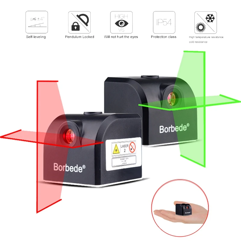 Лазерный уровень PINTUDY с 2 поперечными линиями Красного/зеленого цвета