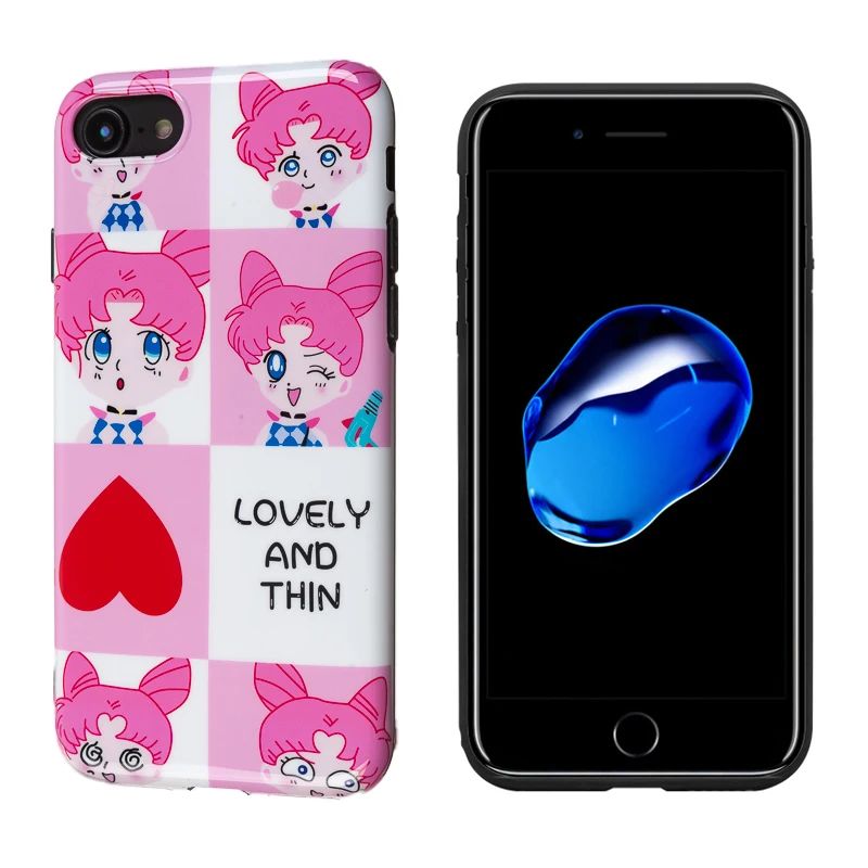 Luxury Glossy Soft Silicone Case for Apple iPhone X 10 XS Max XR 7 Plus 8 6S 6 Full Cover Cute Cartoon Pink Girl Lovely Thin Fit | Мобильные