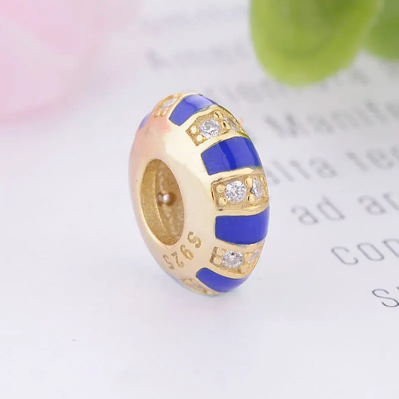 Подходящий оригинальный Pan браслет с подвесками Φ синяя эмаль экзотический