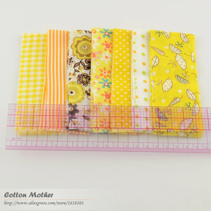 Желейная рулон 100% хлопчатобумажной ткани полоски Золотой Желтый тема 5 см x 100 7