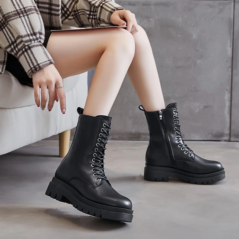 

Женские ботинки, женская обувь, черные ботильоны для женщин, Осень-зима 2021, мотоциклетные ботинки, готическая обувь на платформе, женские бо...