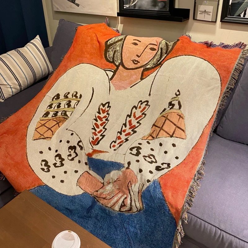 

Sweater Woman Sofa Blanket 130*160CM Creative Leisure Household Sofa High Quality Autumn Winter Warm Decorations Cotton Throws