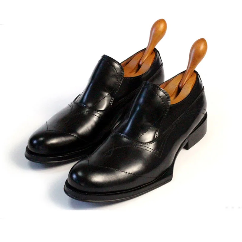 Мужские деловые туфли черные однотонные мокасины на среднем каблуке 3 5 см