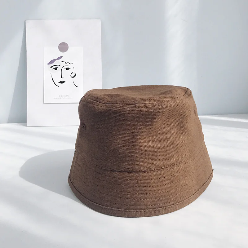 Coffee Корейский стиль, парусиновая Панама, Женская дикая Солнцезащитная шапка, весна-осень, уличная Солнцезащитная Повседневная модная Рыбацкая шляпа - Цвет: Coffee