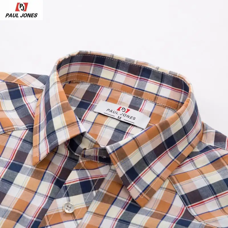 Мужская Повседневная рубашка в клетку с длинным рукавом PAUL JONES деловая широким