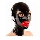 Латексный капюшон ручной работы с красными губами, резиновая маска на молнии сзади для Catsuit, Клубная одежда, женские костюмы для косплея на Хэллоуин