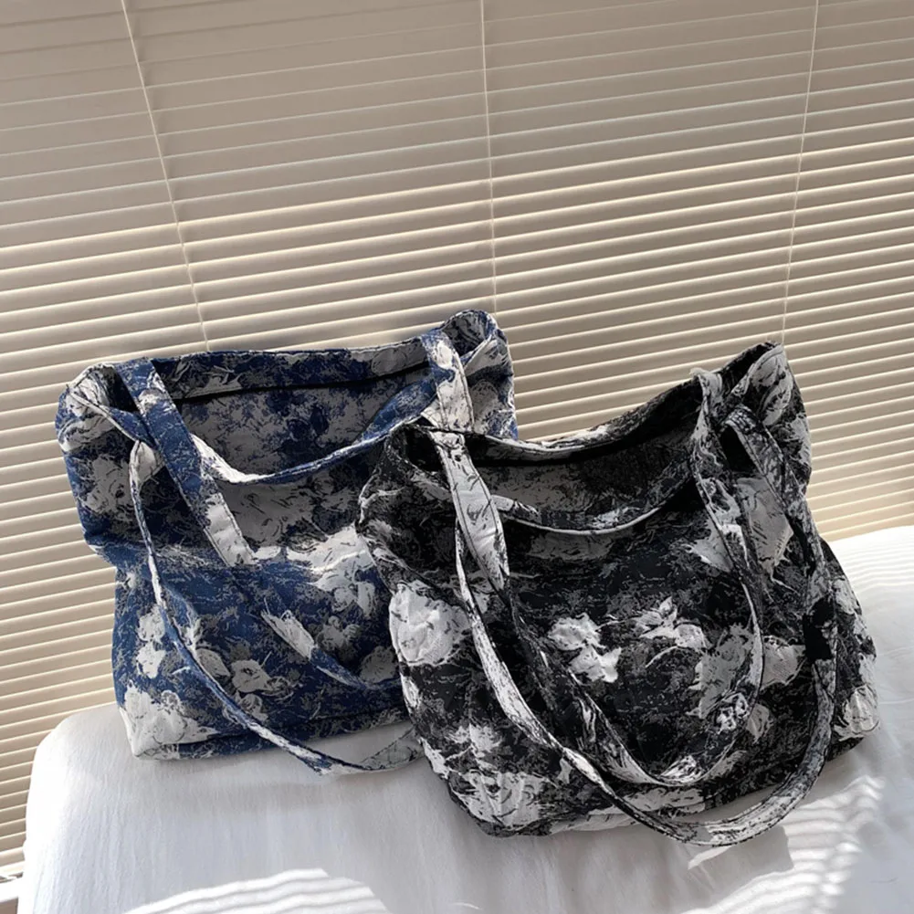 

Винтажная женская сумка через плечо с принтом масляной живописи, сумки для покупок для отдыха для девушек, вместительная сумка через плечо, ...