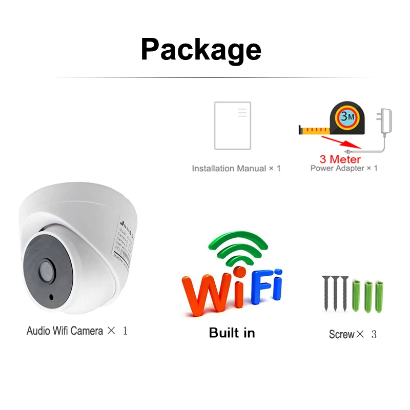 IP-камера JIENUO для системы видеонаблюдения с поддержкой Wi-Fi P2P HD 128G 5 Мп |