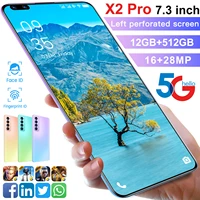 global version new x2 pro 7 3inch 12gb512gb smartphone mtk6797 10 core 5g gaming phone 5000mah battery android 10 0 cellphone