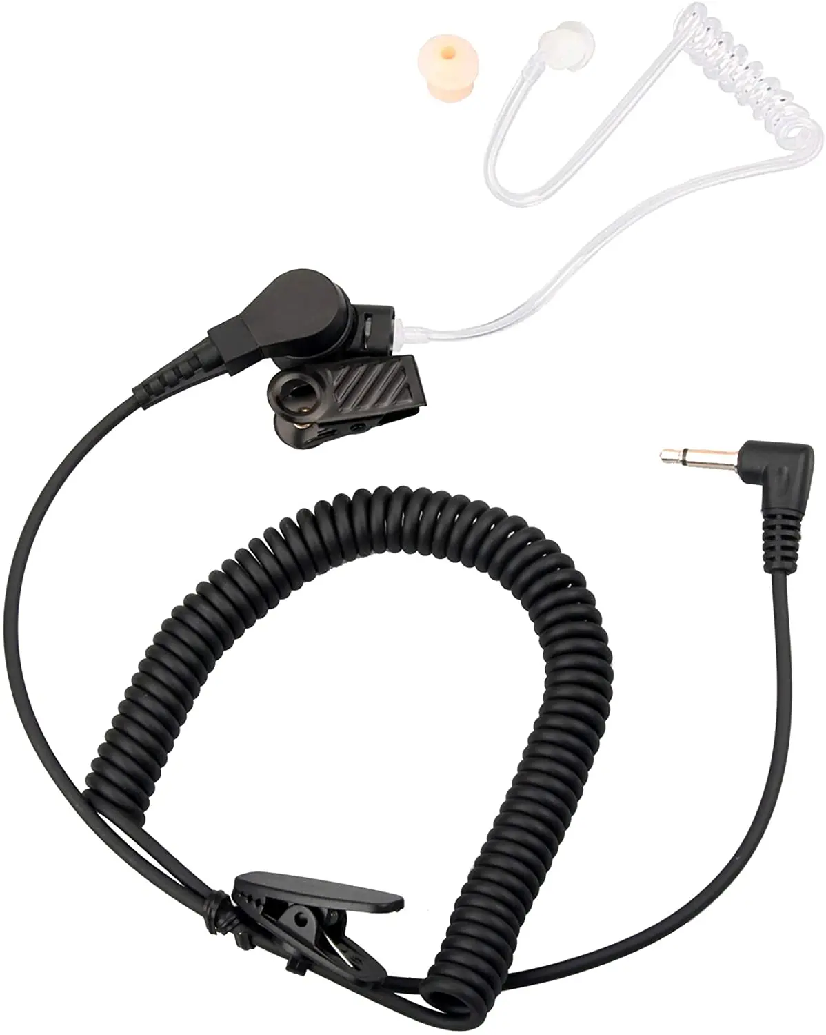 Radioman Listen Only Earpiece 3.5mm Acoustic Tube Headset for Two-Way Radios Speaker Mics Jacks PU cable