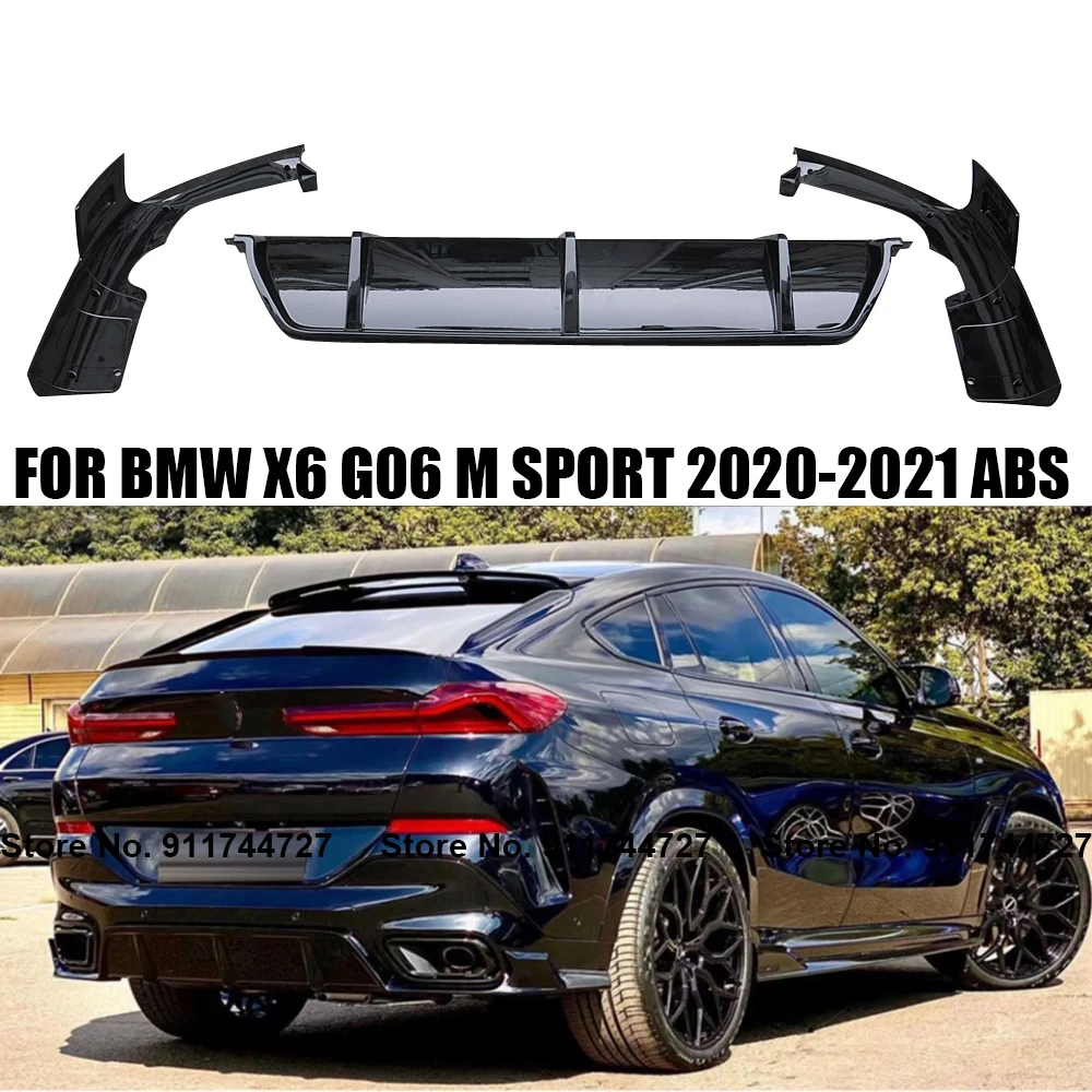

For BMW X6 G06 M-Sport 2020-2021 Gloss Black Rear Bumper Lip Splitters Auto Tuning ABS