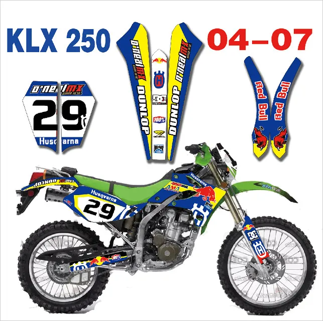 Мотоцикл Графика фона наклейки для Kawasaki KLX250 KL250X KLX 250 2004 2003 2004 2005 2006 2007 на заказ наклейка