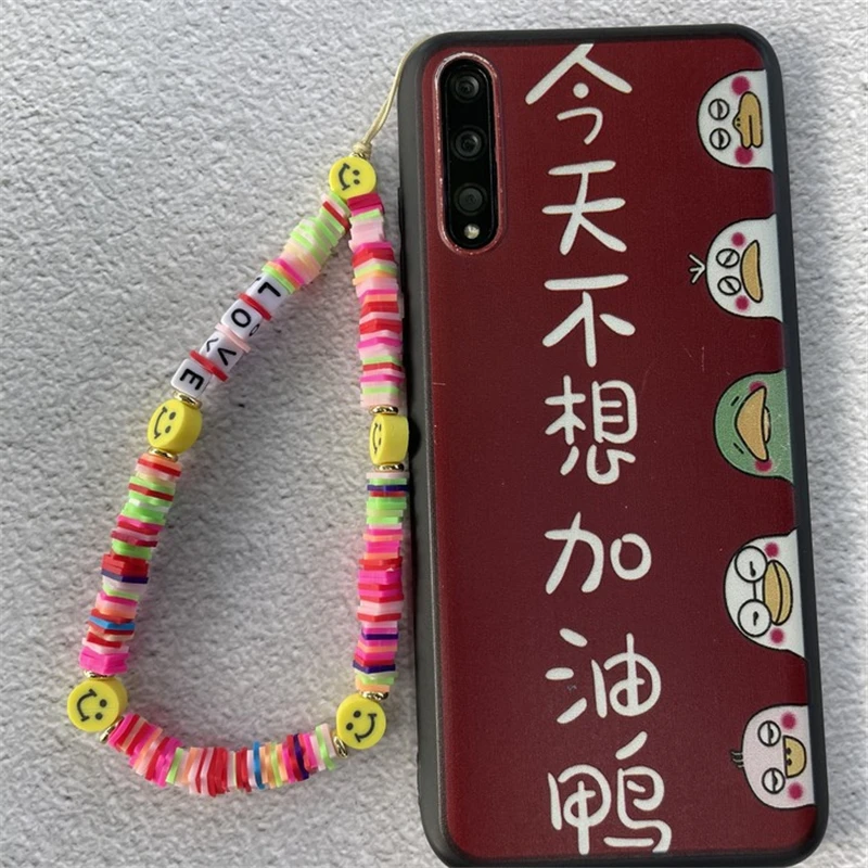 

MASA 2021 New Mobile Phone Chain Lanyard Beaded with Color Chain Mobile Phone Bow Charm Smiley Face Accessories Phone Accessorie