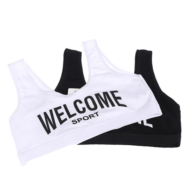 1 шт. детский хлопковый спортивный Спортивный бюстгальтер однотонный с буквенным