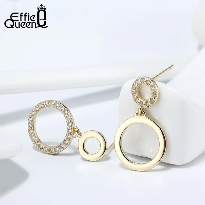 Effie Queen женский AAAA квадратные серьги-гвоздики из циркония 925 пробы Серебряное