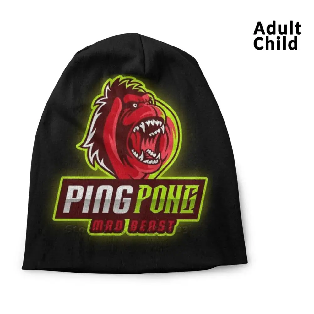 

Ping Pong Mad Beast Personality Hip Hop Head Caps Beanie Hats Bonnet Pingpong Trainer Instructor Team Athlete Ping Pong Mad