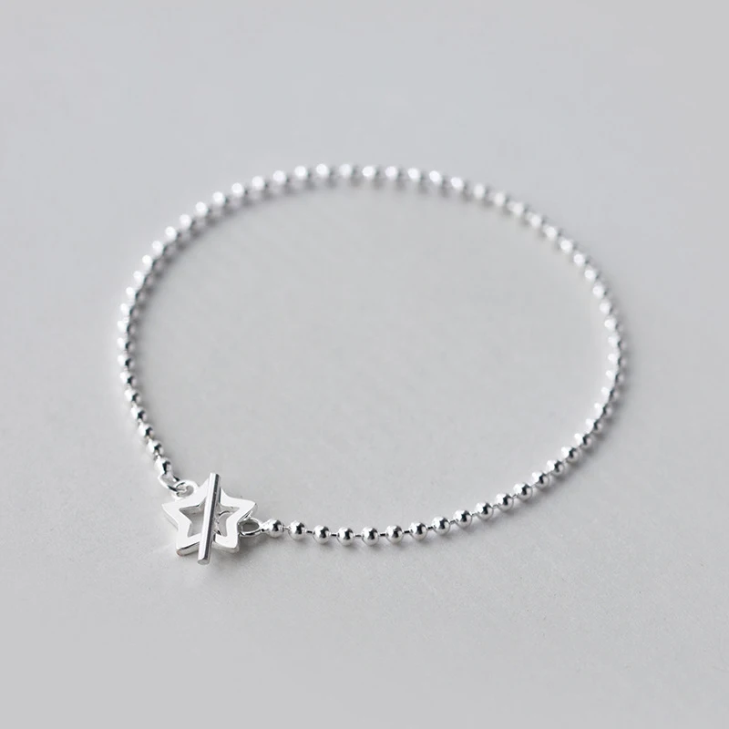 Trusta,, 925, цельное Настоящее серебро, модные бусины, сердце, звезда, браслет, 16 см, для девочек-подростков, леди, подарок, Женские Ювелирные изделия, DS1014 - Окраска металла: Star