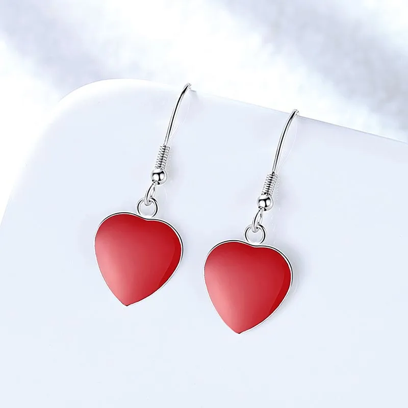 Серьги подвески женские из серебра 925 пробы с большим красным