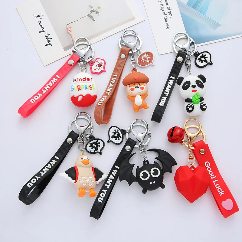 

Silicone Love Keychains Cartoon Woodpecker Panda Pendant Car Keyring Cute Bat Bear Charms Bag Keyholder Fashion Jewelry Gifts