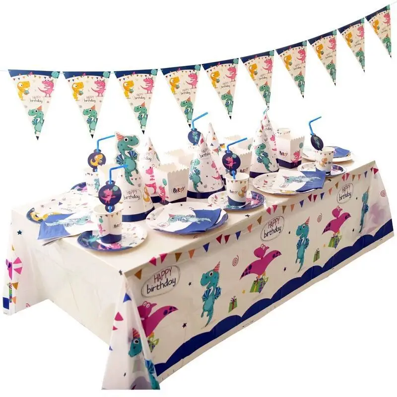 

Dinosaur Theme Tableware Layout Birthday Decorations Party Disposable Supplies Children's Birthday Party Paper Plates Cup Kids