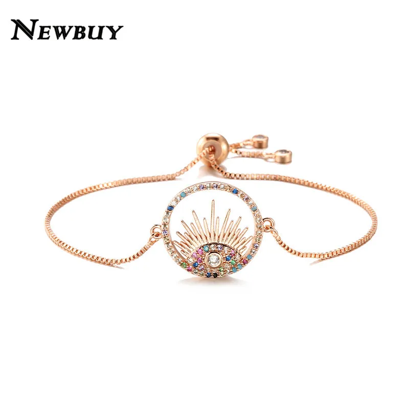 NEWBUY, высокое качество, красочные ювелирные изделия из кубического циркония, Роскошная золотая цепочка, сглаза, браслеты с подвесками, Женские Ювелирные изделия для вечеринки, Прямая поставка - Окраска металла: NBSL441