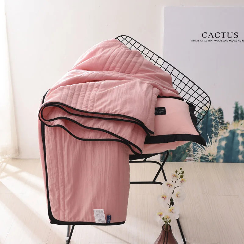 Летнее одеяло из мытого хлопка кондиционер мягкое тонкое однотонное покрывало