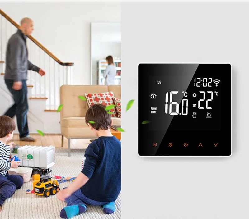 

110V-230V All Touch Screen Temperature Controller Thermoregulator Black Electric Heating Room WiFi Thermostat Tuya/SmartLife App